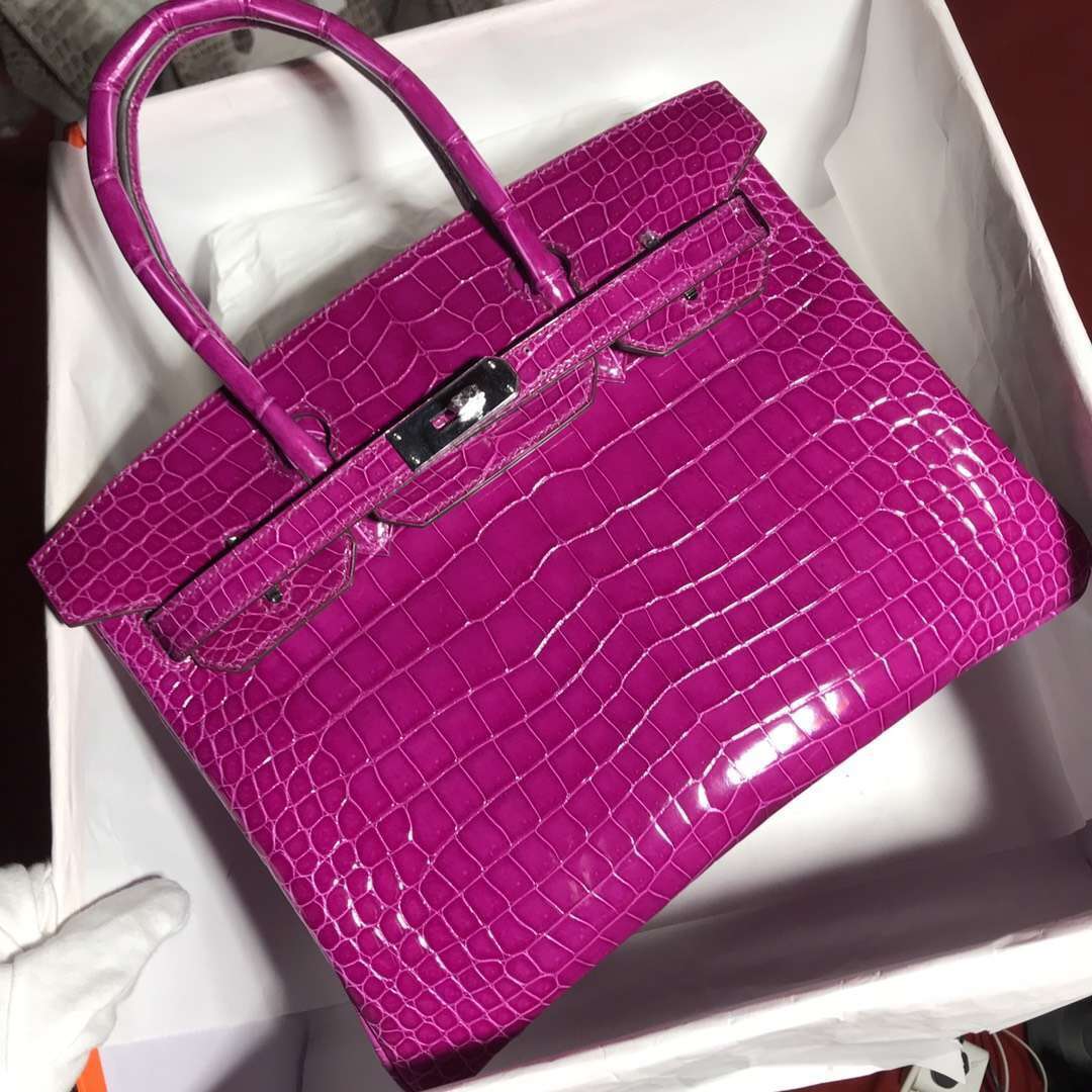 Sale Hermes J5 Rose Scheherazade Porosus Shiny Crocodile Birkin30CM Bag