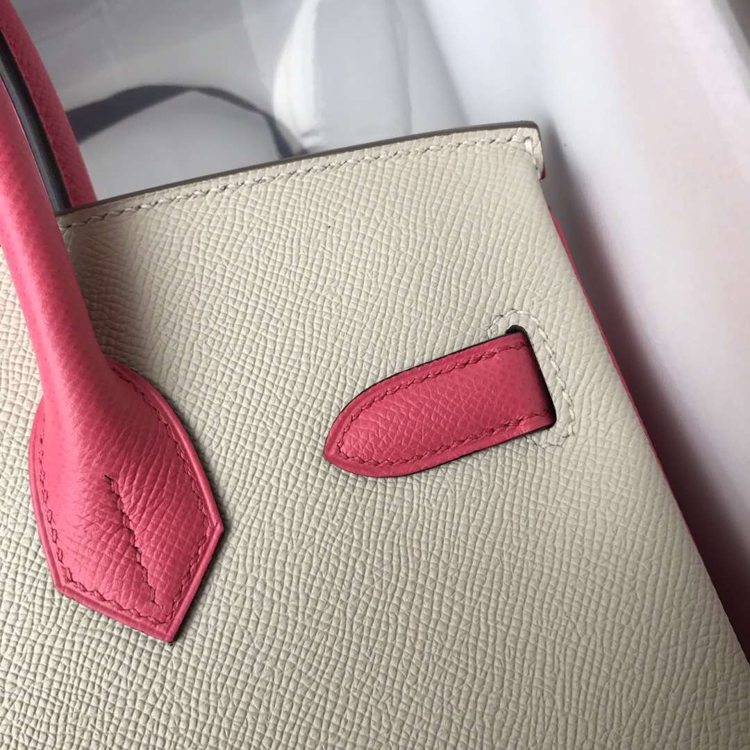 New Hermes CK10 Craie/8W Rose Lipstick Epsom Calfskin Birkin Bag30CM Gold Hardware