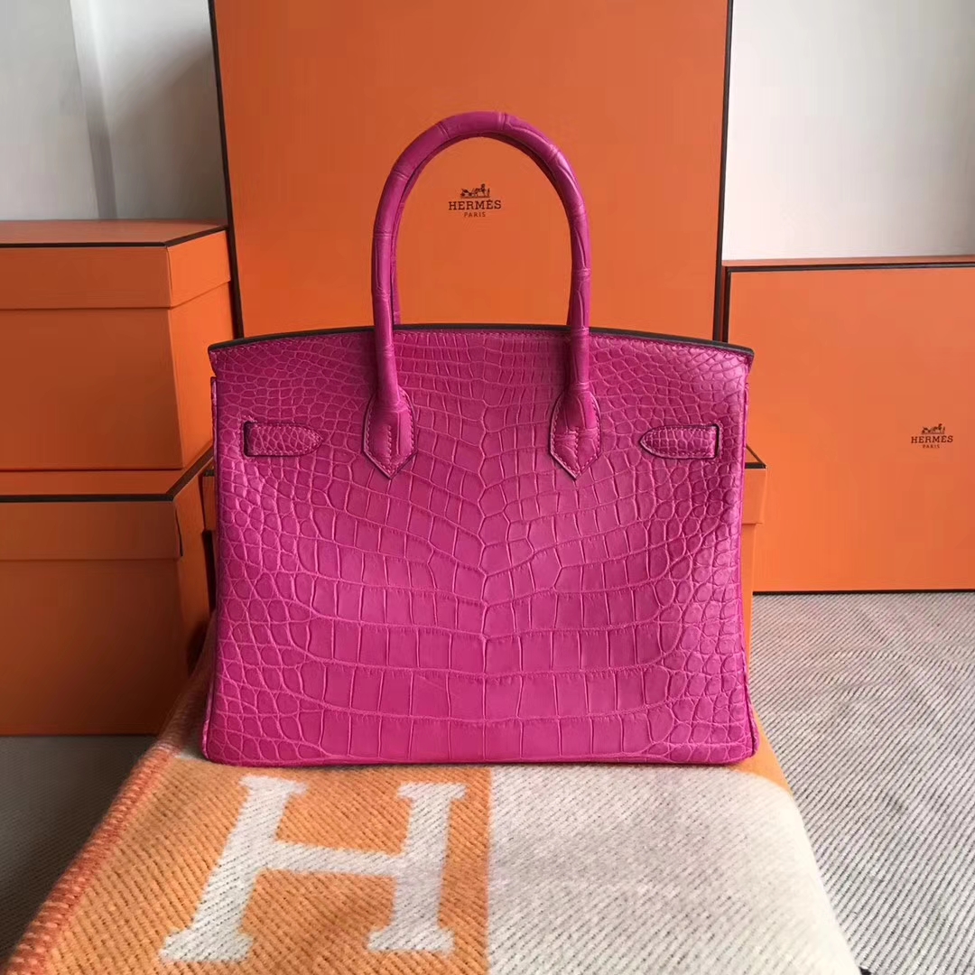 Pretty Hermes Matt Crocodile Leather Birkin Bag30CM in Peach Pink