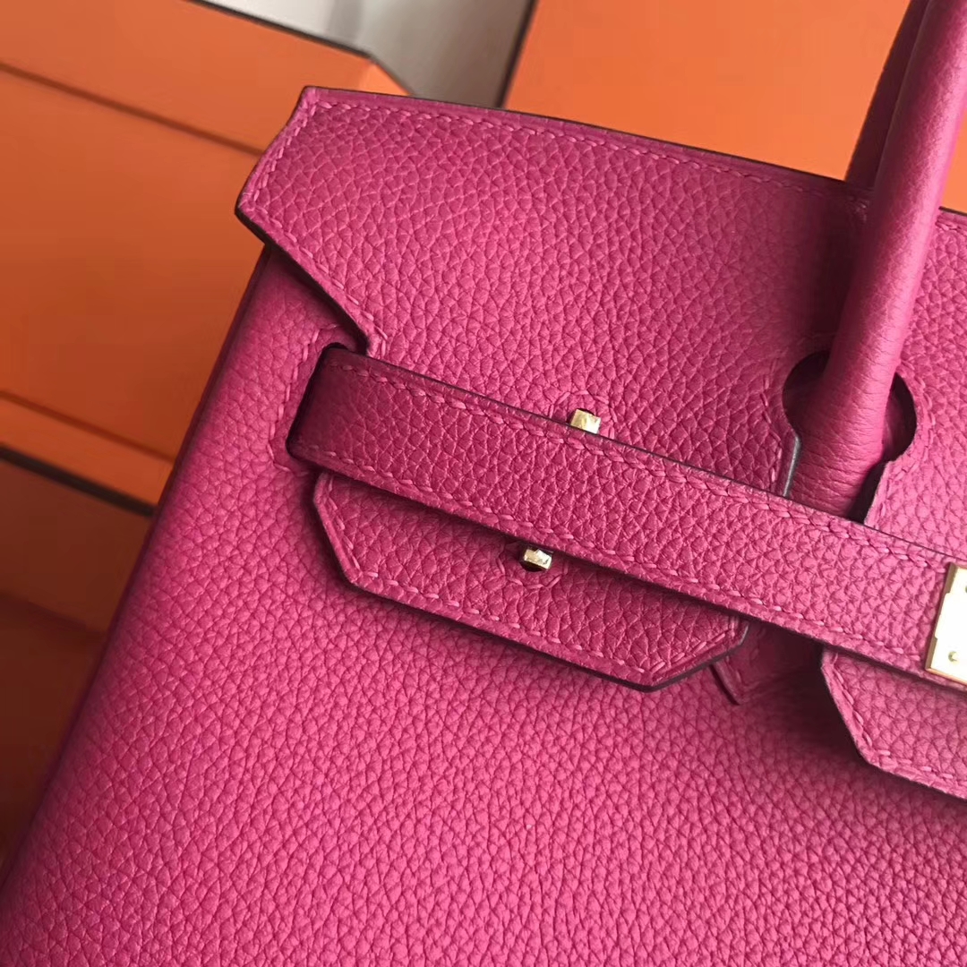 New Arrival Hermes Togo Calfskin Birkin30CM Bag in 3L Rose Purple Gold Hardware