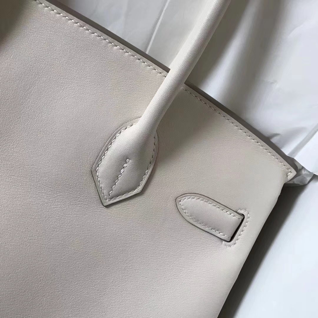 Sale Hermes CK10 Craie Swift Calfskin Birkin Bag30CM Gold Hardware