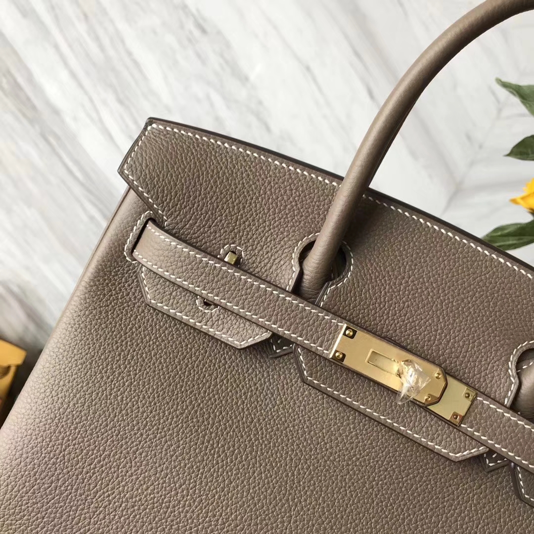Hermes Classic Bags CK18 Etoupe Grey Togo Calf Birkin Bag30CM