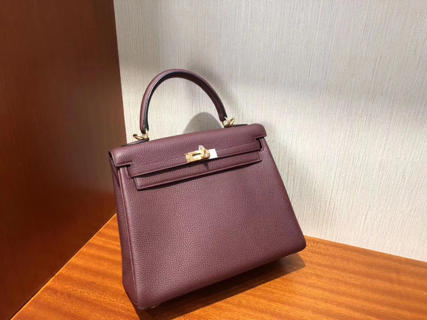 Fashion Hermes CK55 Rouge H Togo Calf Kelly Bag25CM Gold Hardware