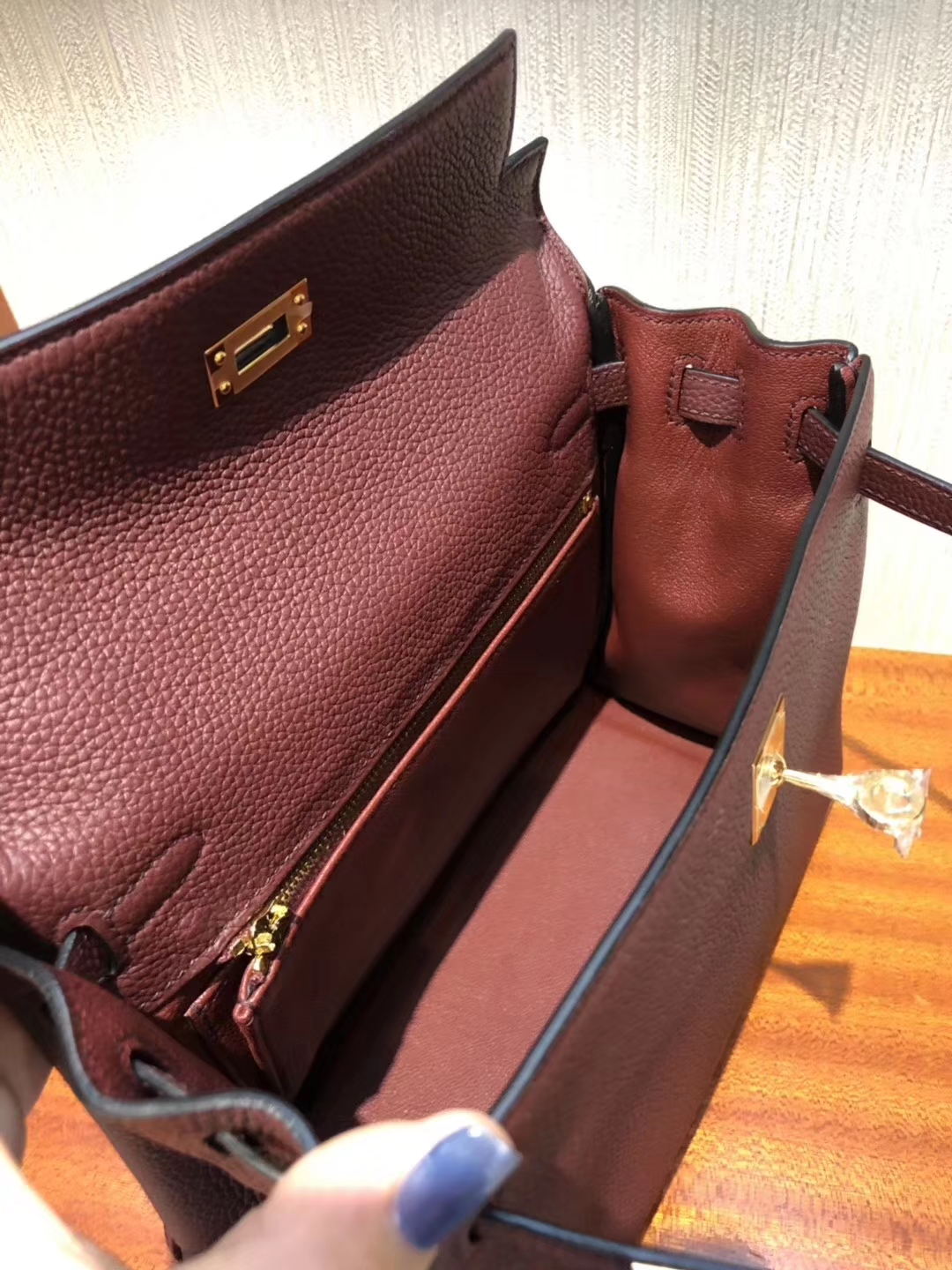 Fashion Hermes CK55 Rouge H Togo Calf Kelly Bag25CM Gold Hardware