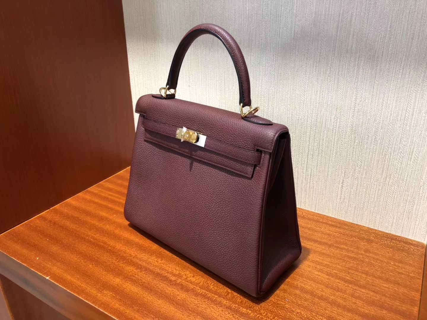 Fashion Hermes CK55 Rouge H Togo Calf Kelly Bag25CM Gold Hardware