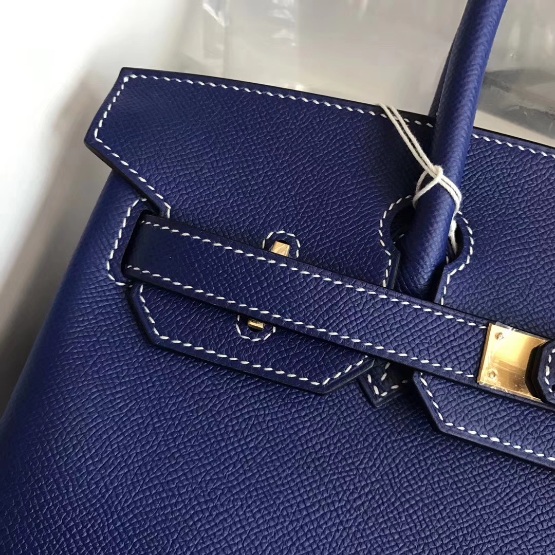 Wholesale Hermes 7T Blue Electric/7Q Mykonos Epsom Calfskin Birkin30CM Bag