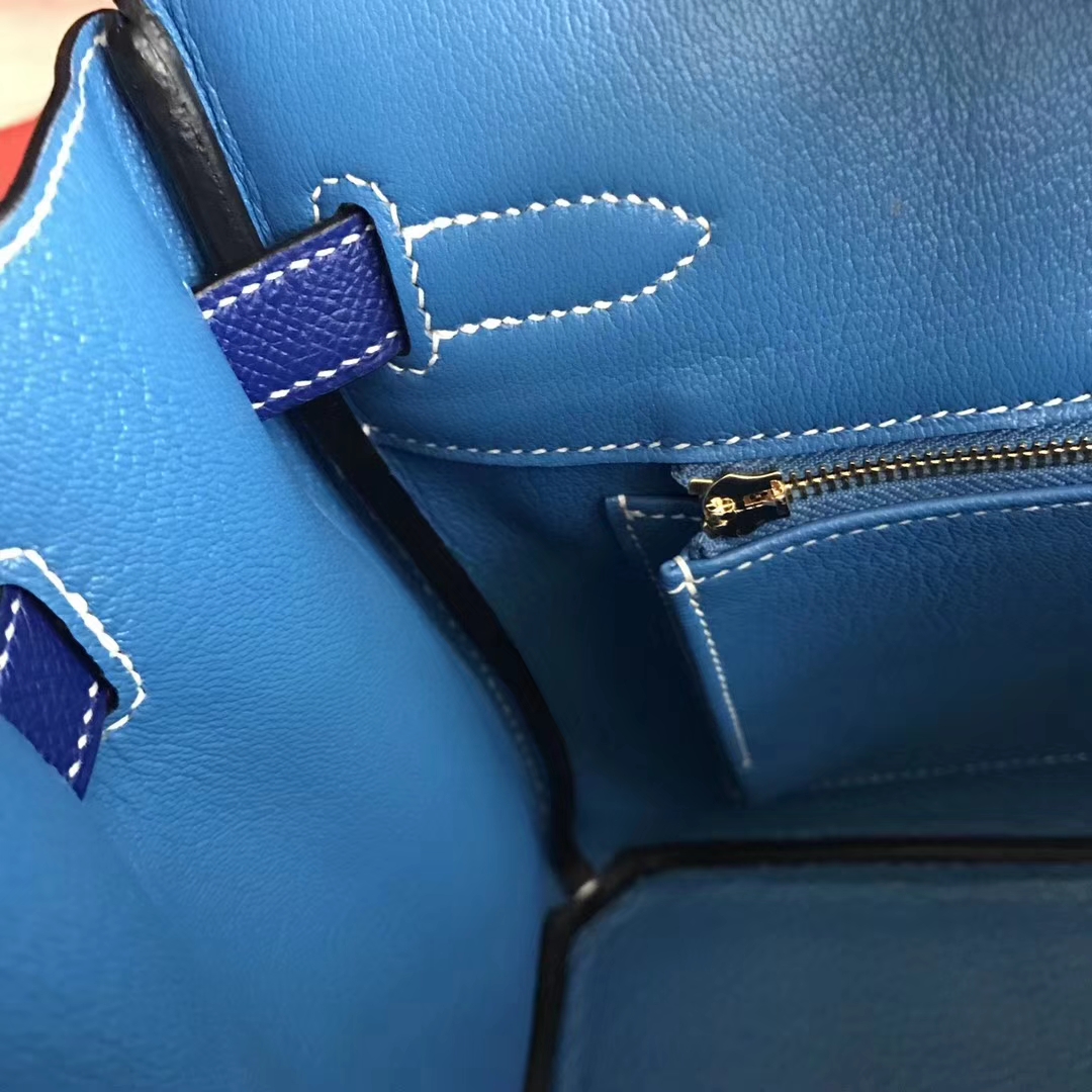 Wholesale Hermes 7T Blue Electric/7Q Mykonos Epsom Calfskin Birkin30CM Bag