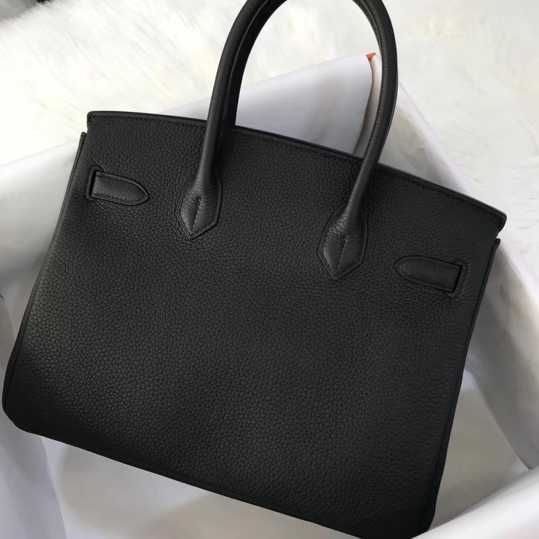 Elegant Hermes CK89 Black Togo Calf Birkin30CM Tote Bag Rose Purple inner