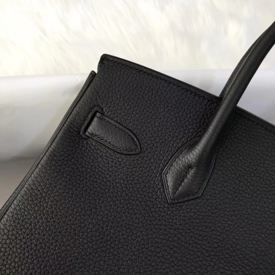 Elegant Hermes CK89 Black Togo Calf Birkin30CM Tote Bag Rose Purple inner