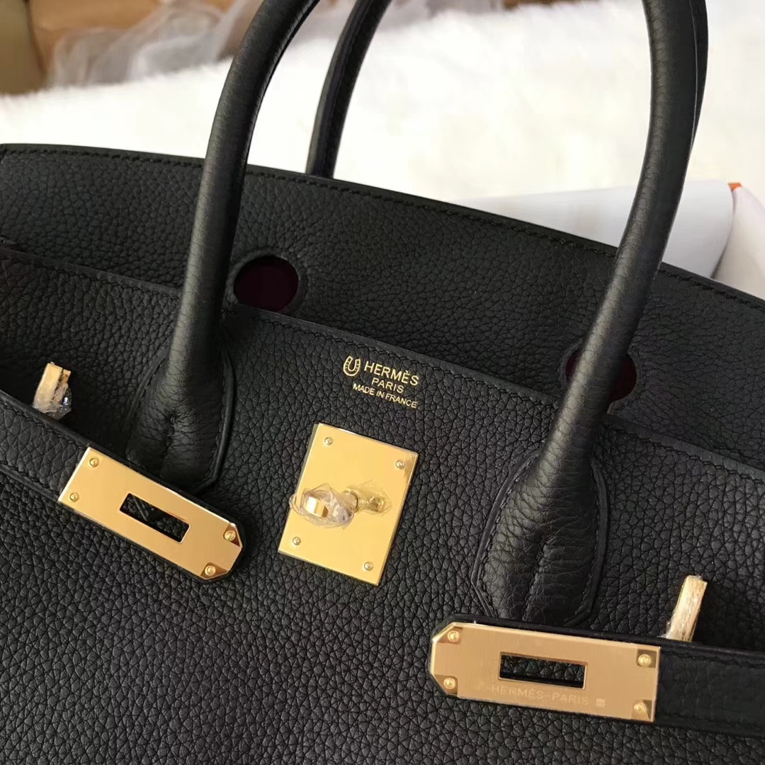 Elegant Hermes CK89 Black Togo Calf Birkin30CM Tote Bag Rose Purple inner