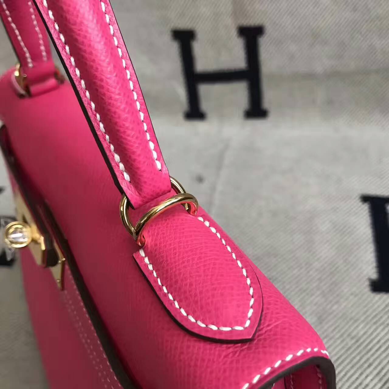 Discount Hermes  E5 Rose Tyrien Epsom Leather Sellier Kelly Bag 28CM