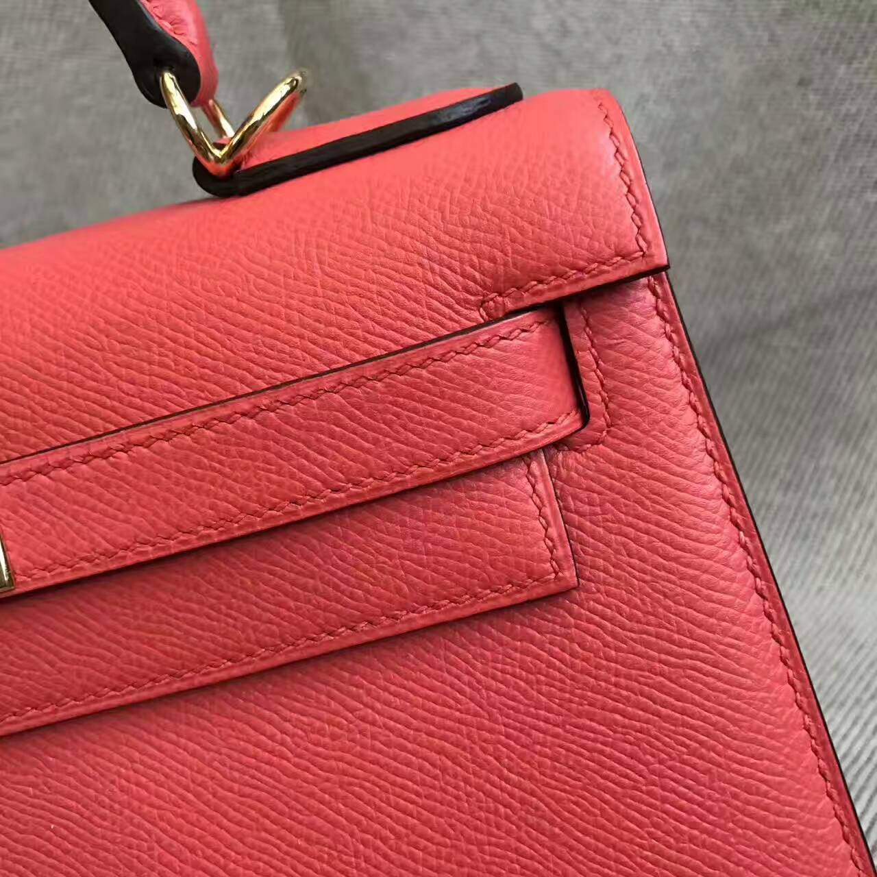 Discount Hermes T5 Rose Japur Epsom Leather Kelly Bag 28CM