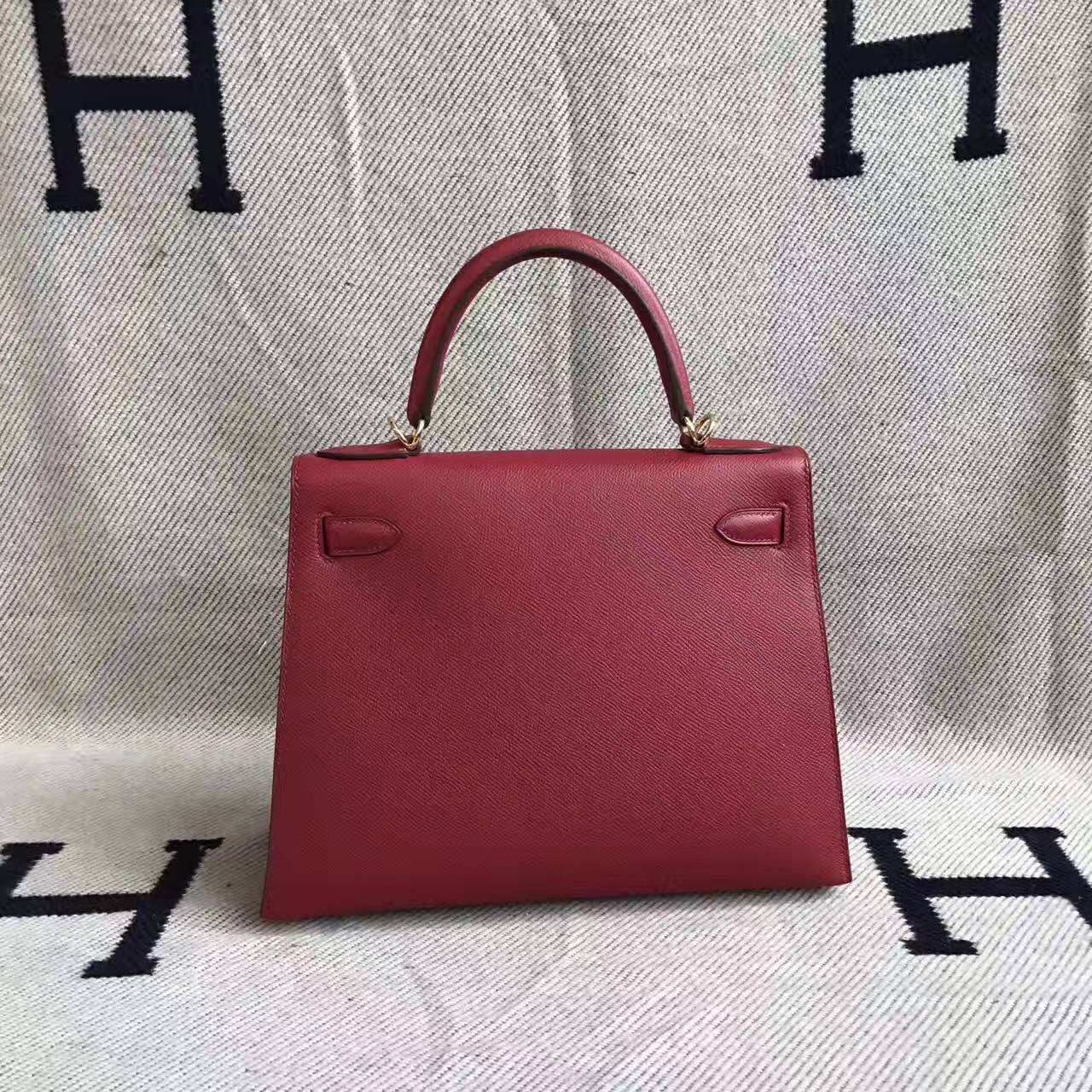 Discount Hermes K1 Rouge Grenade Epsom Leather Sellier Kelly 28cm