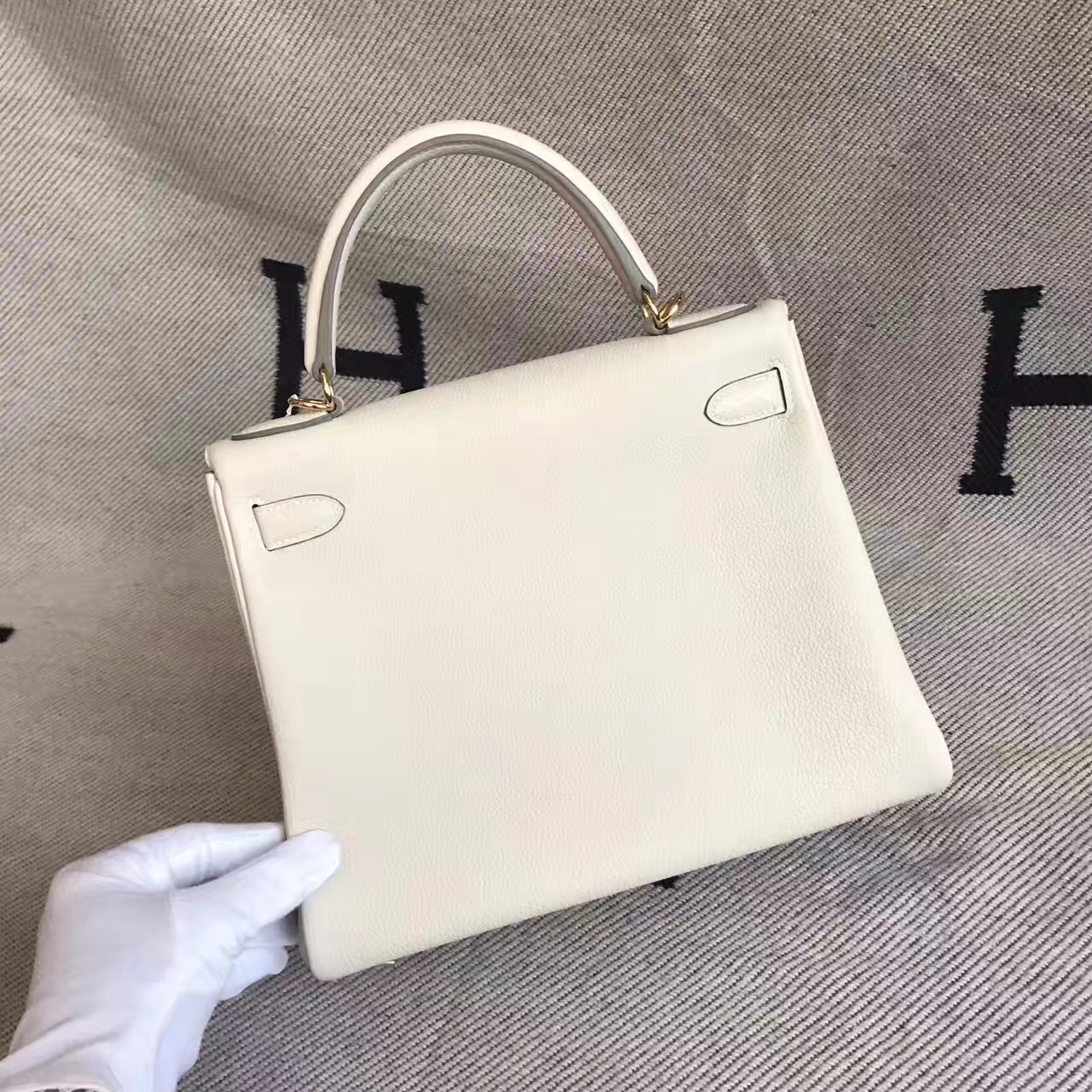 Discount Hermes CK10 Craie Togo Leather Retourne Kelly Bag 28CM