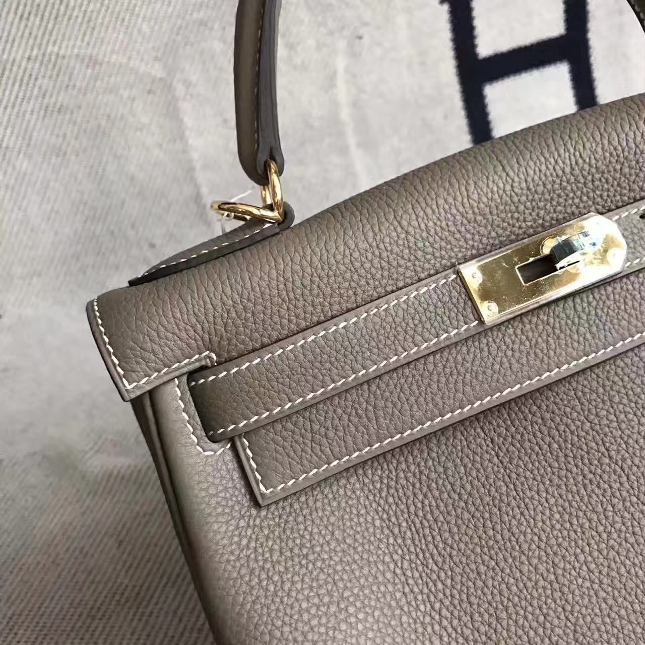 On Sale Hermes Kelly Bag 28CM in C18 Etoupe Grey Togo Leather Gold Hardware