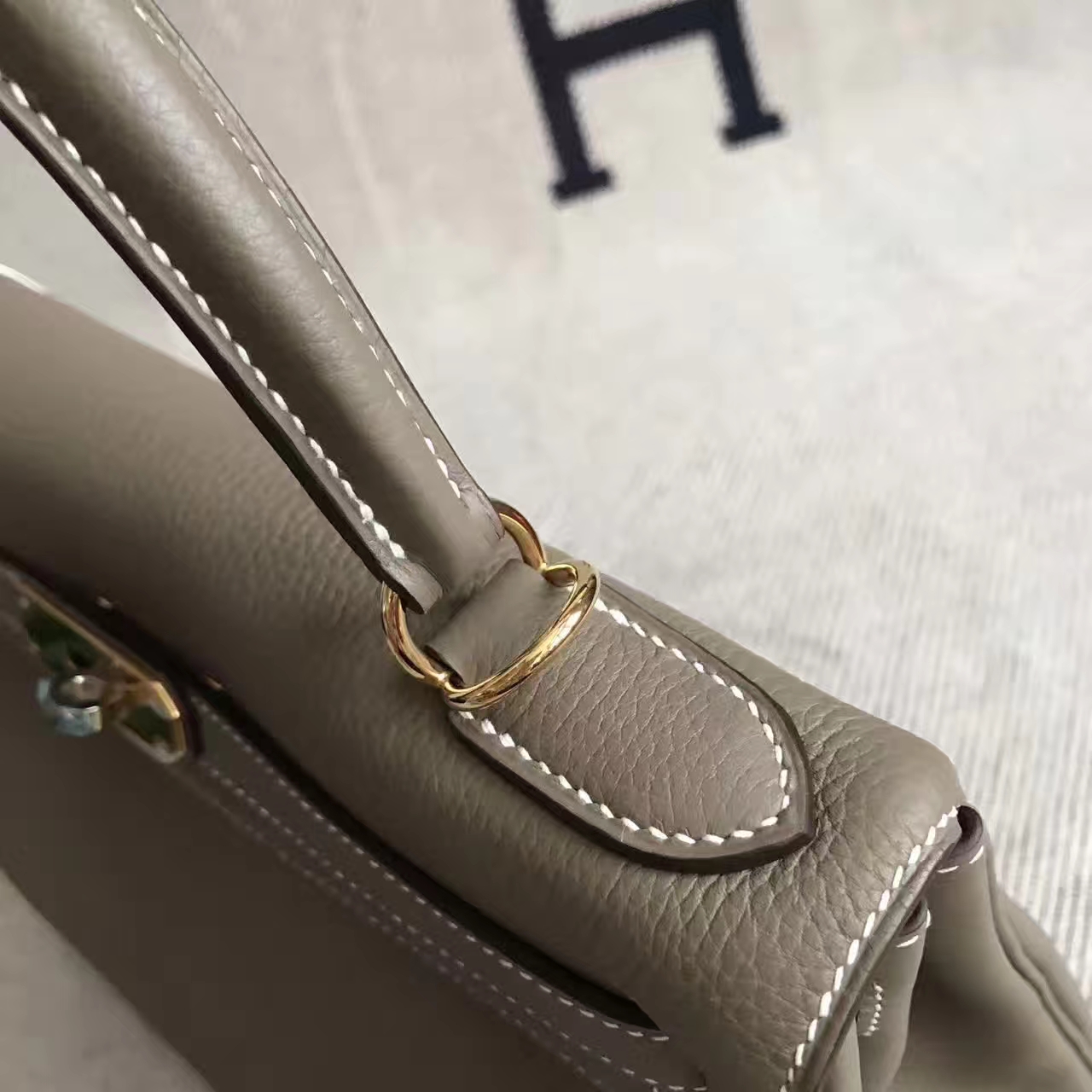 On Sale Hermes Kelly Bag 28CM in C18 Etoupe Grey Togo Leather Gold Hardware