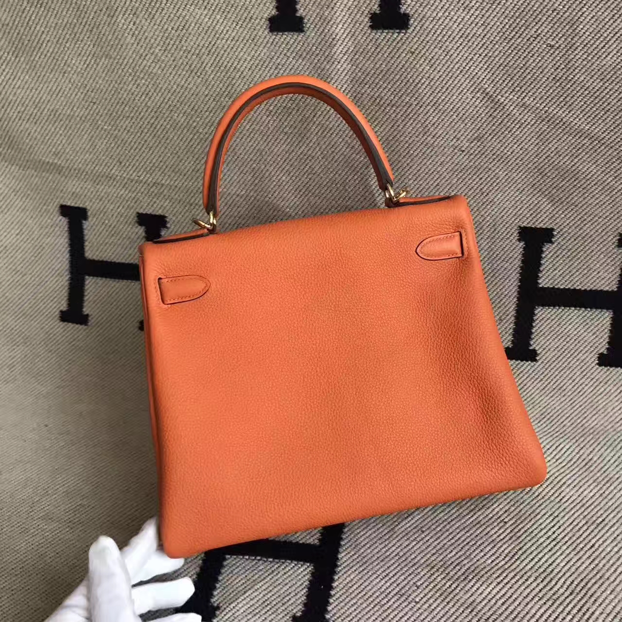 Discount Hermes 93 Orange Togo Calfskin Leather Retourne Kelly Bag 28CM