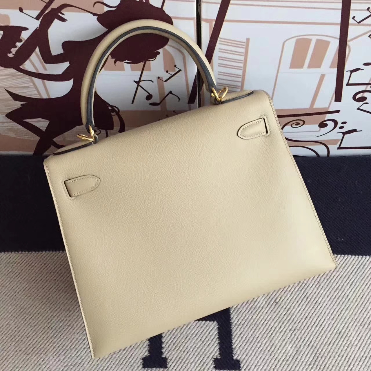 Wholesale Hermes S2 Trench Grey Epsom Leather Sellier Kelly Bag 28CM