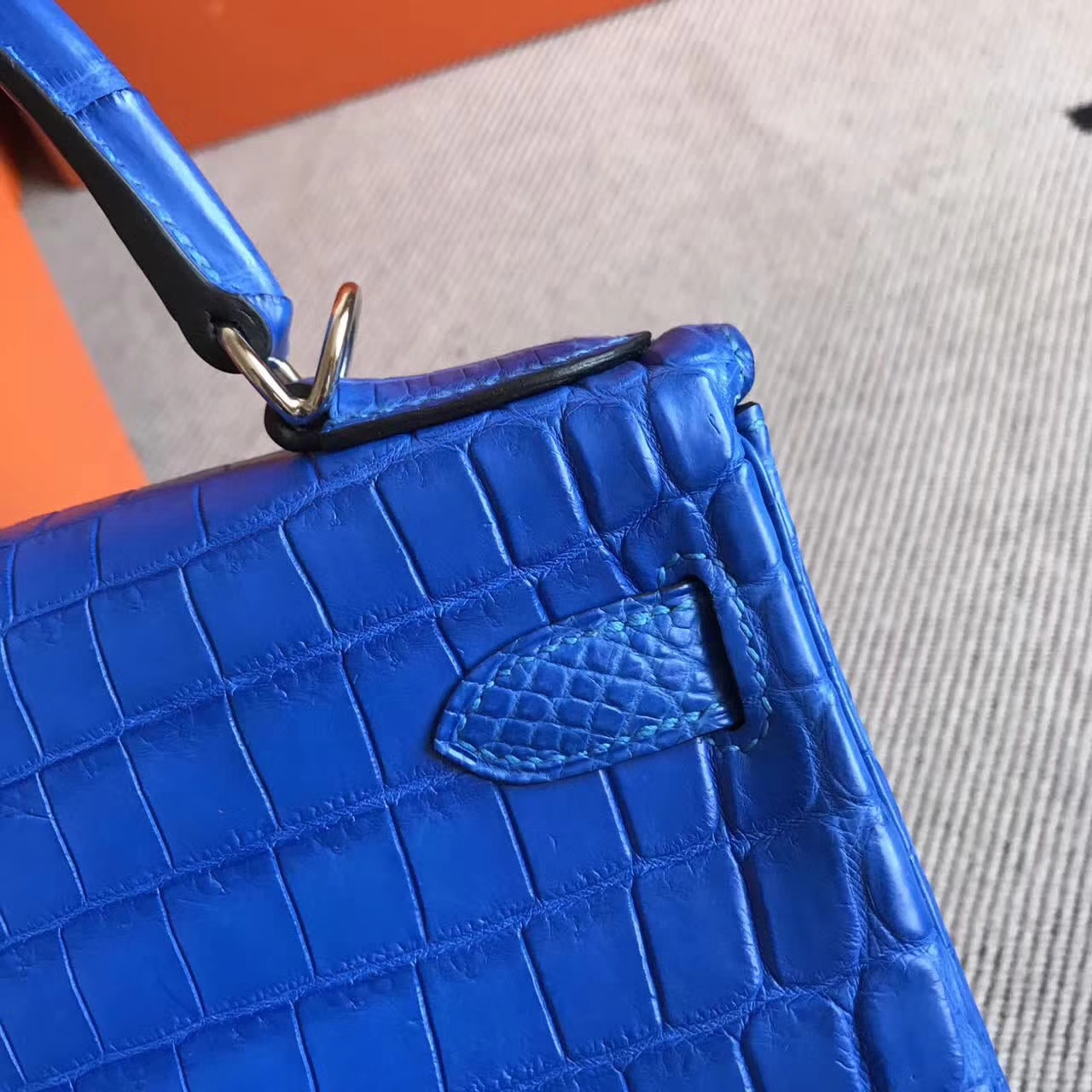 Noble Hermes 7T Blue Electric Crocodile Matt Leather Kelly Bag 28cm