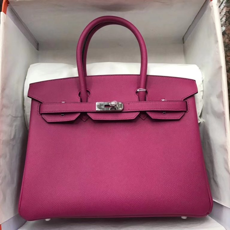 Hermes L3 Rose Purple Epsom Calf Leather Birkin 30CM Bag Silver Hardware