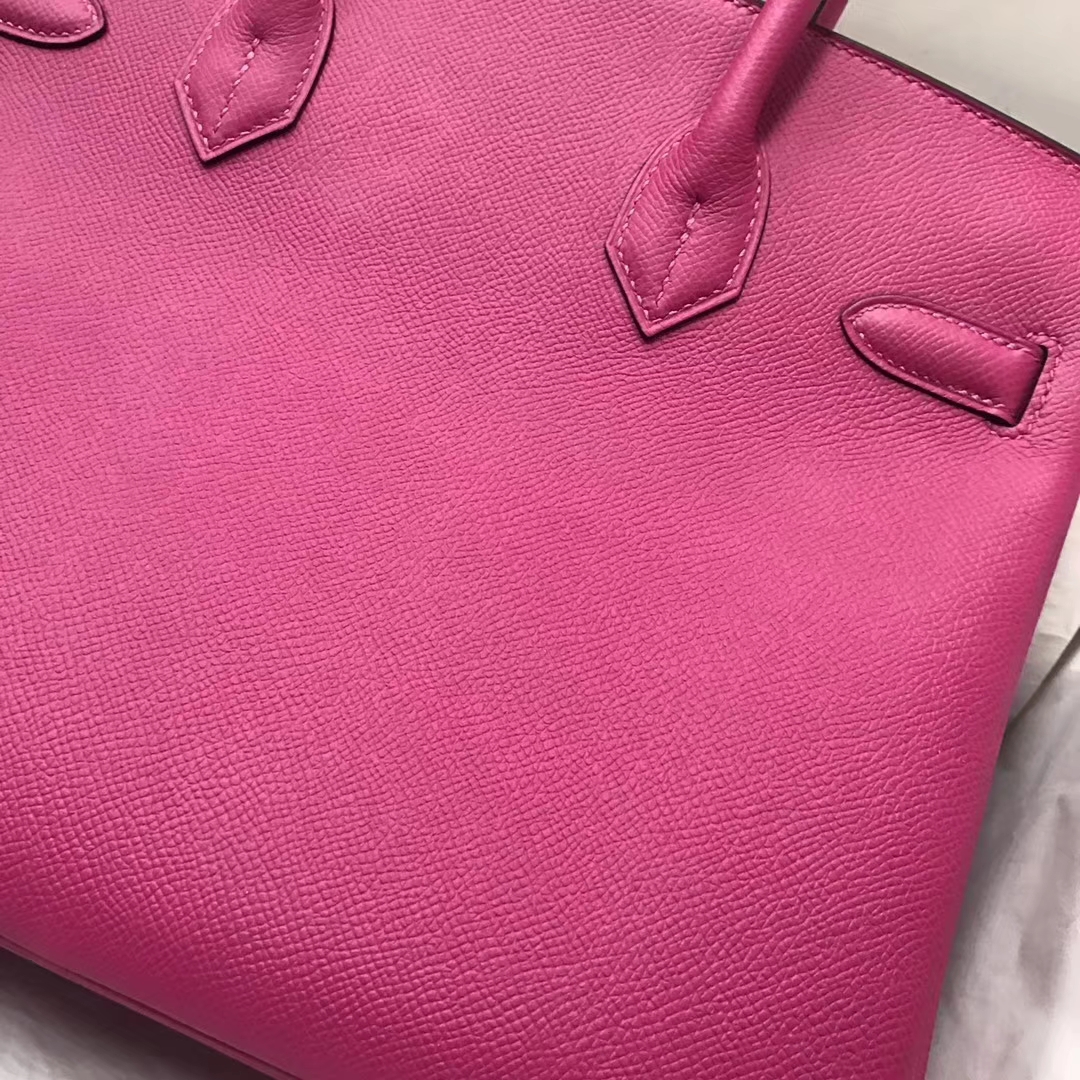 Noble Hermes L3 Rose Purple Epsom Calf Leather Birkin30CM Bag Silver Hardware