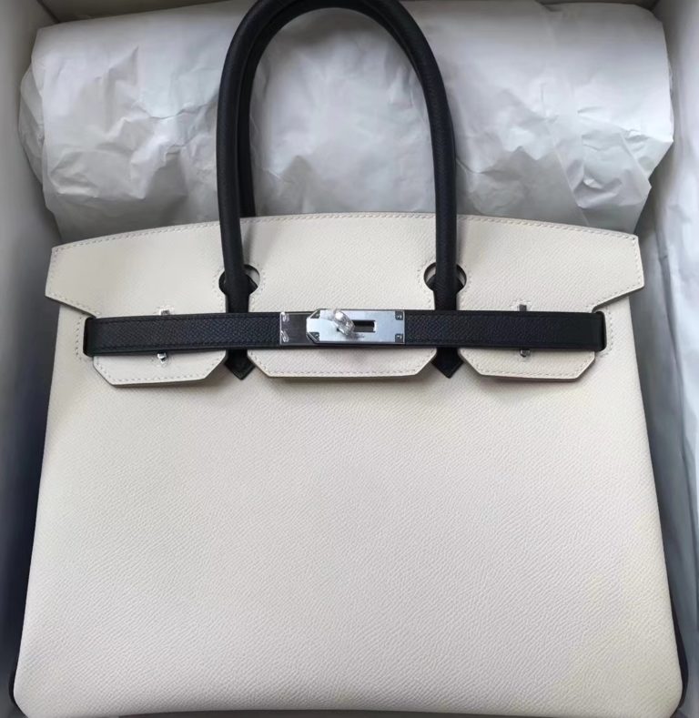 Hermes CK10 Craie White/CK89 Black Epsom Calf Birkin 30CM Bag