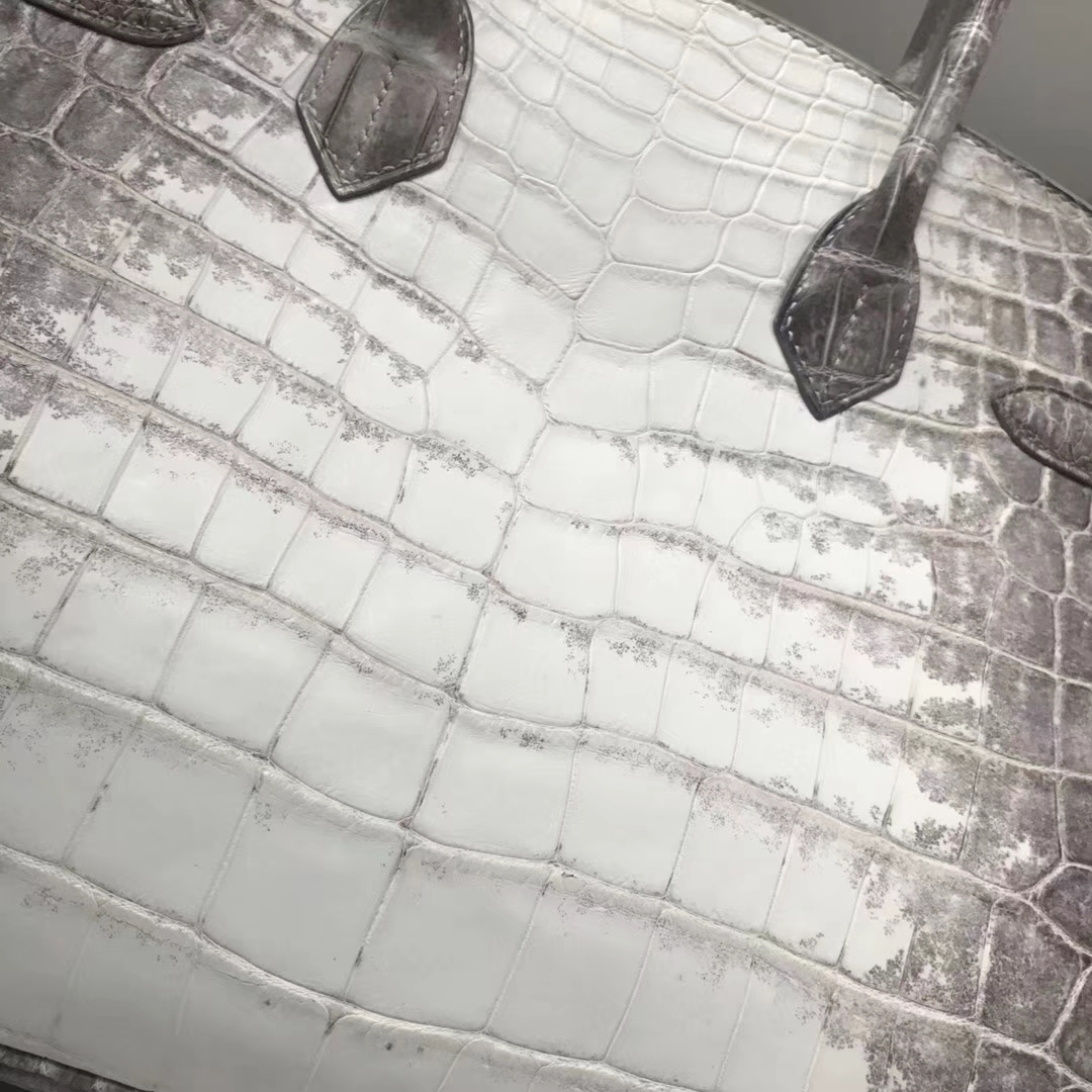 Noble Hermes Himalaya Crocodile Leather Birkin30CM Tote Bag Silver Hardware