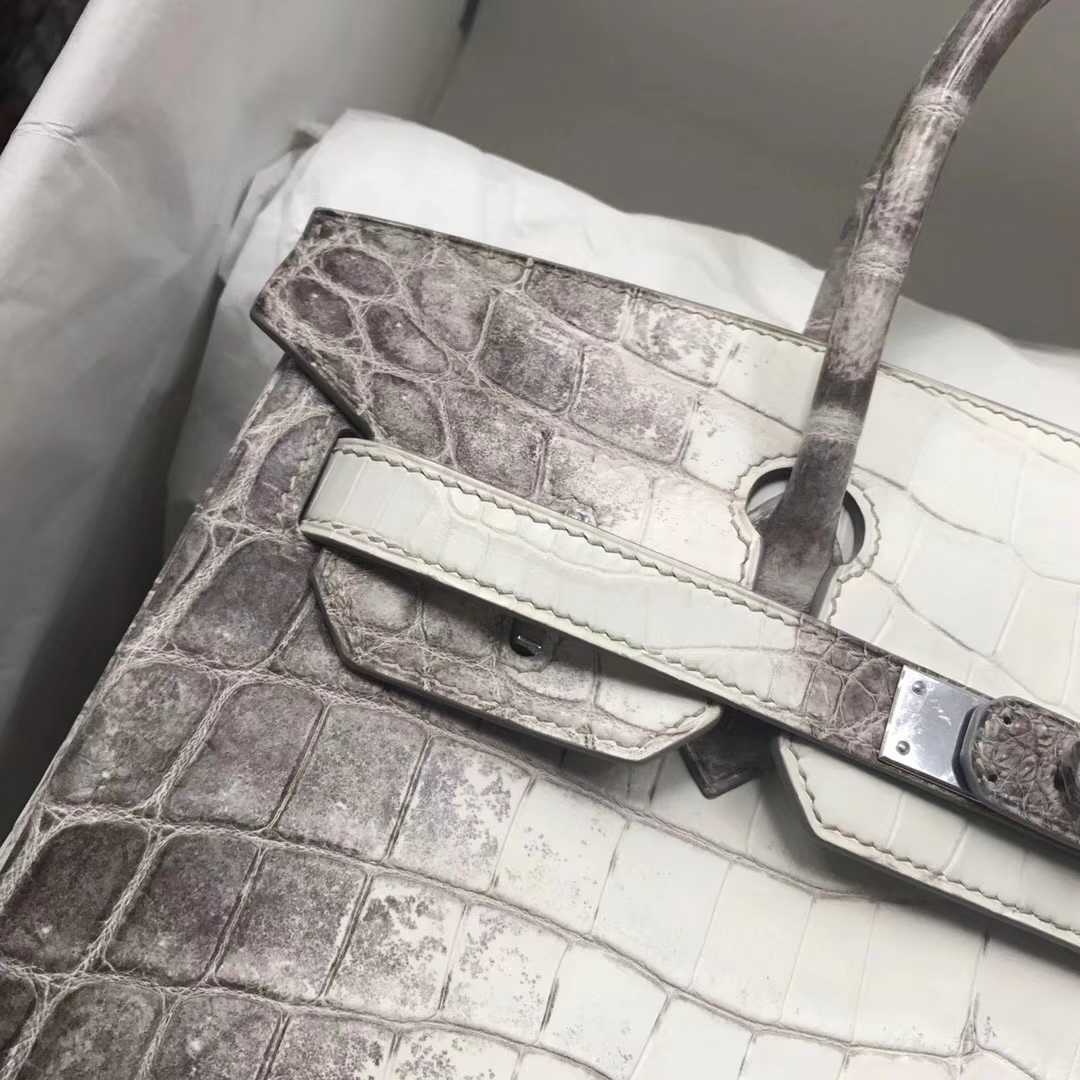 Noble Hermes Himalaya Crocodile Leather Birkin30CM Tote Bag Silver Hardware