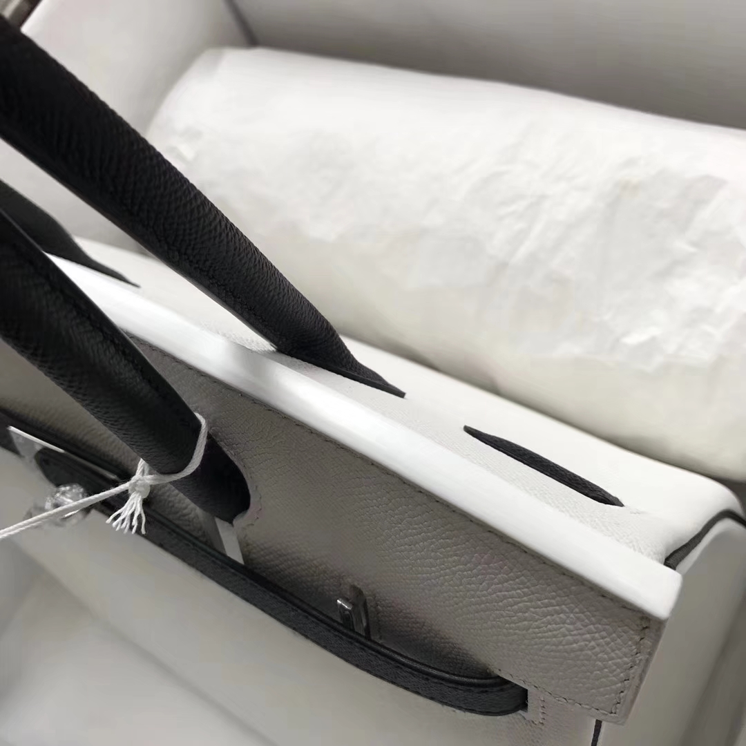 Noble Hermes 01 Pure White/CK89 Black Epsom Calf Birkin30CM Bag