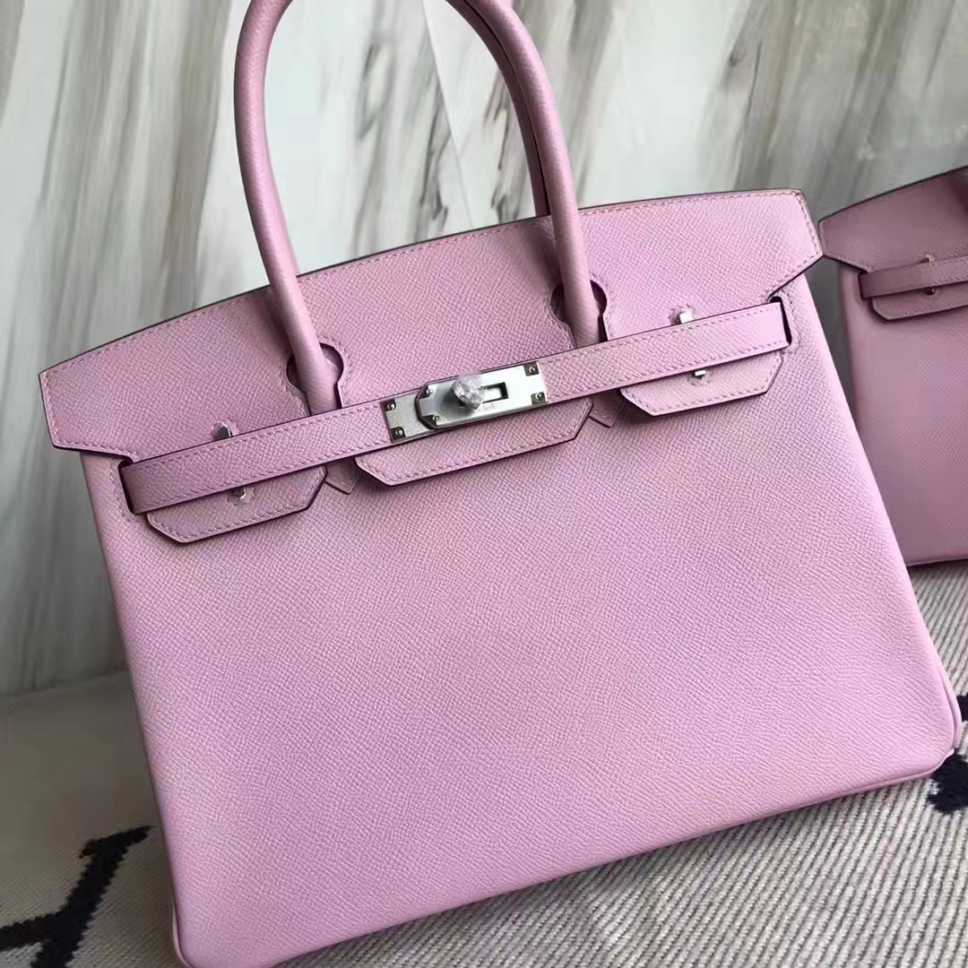 Wholesale Hermes Epsom Calf Birkin Bag30cm in 4W Rose Wistaria Silver Hardware