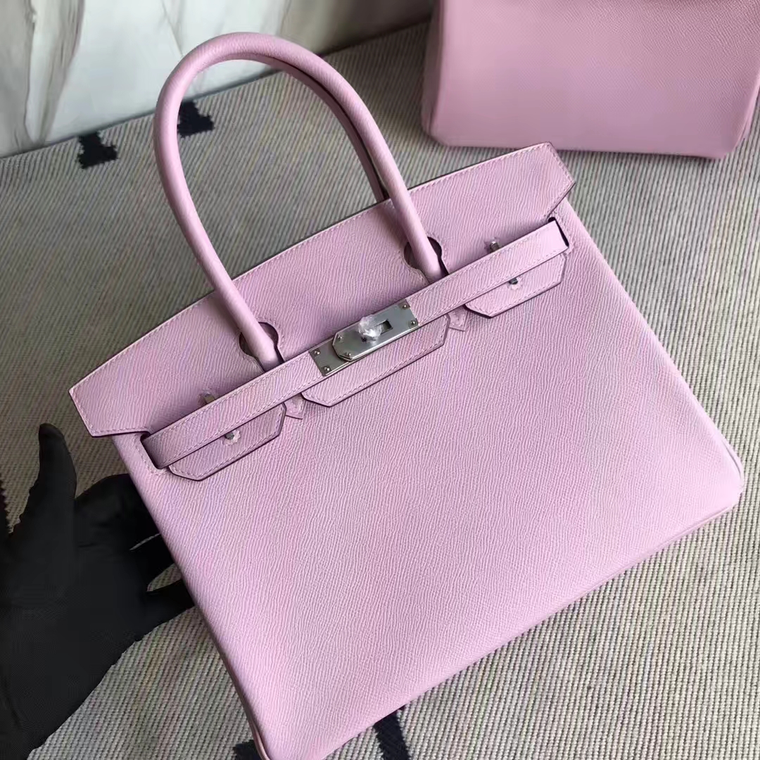 Wholesale Hermes Epsom Calf Birkin Bag30cm in 4W Rose Wistaria Silver Hardware