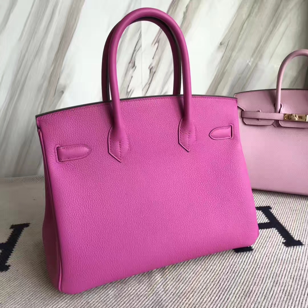 Noble Hermes 9I Rose Magnolia Togo Calf Birkin30CM Bag Gold Hardware