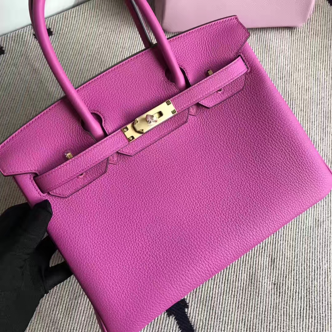 Noble Hermes 9I Rose Magnolia Togo Calf Birkin30CM Bag Gold Hardware