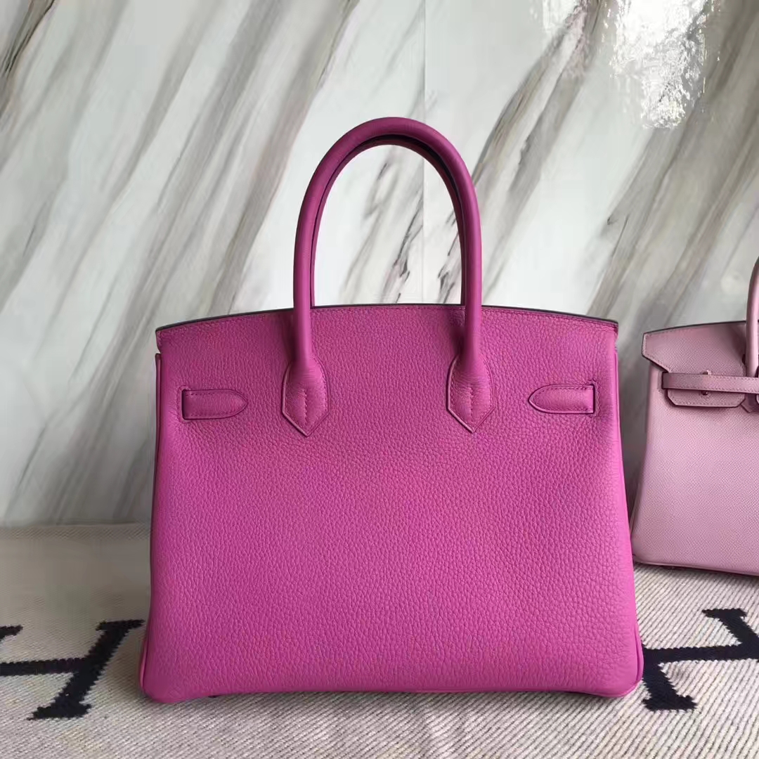 Fashion Hermes Togo Calf Birkin Bag30CM in 9I Rose Magnolia Silver Hardware