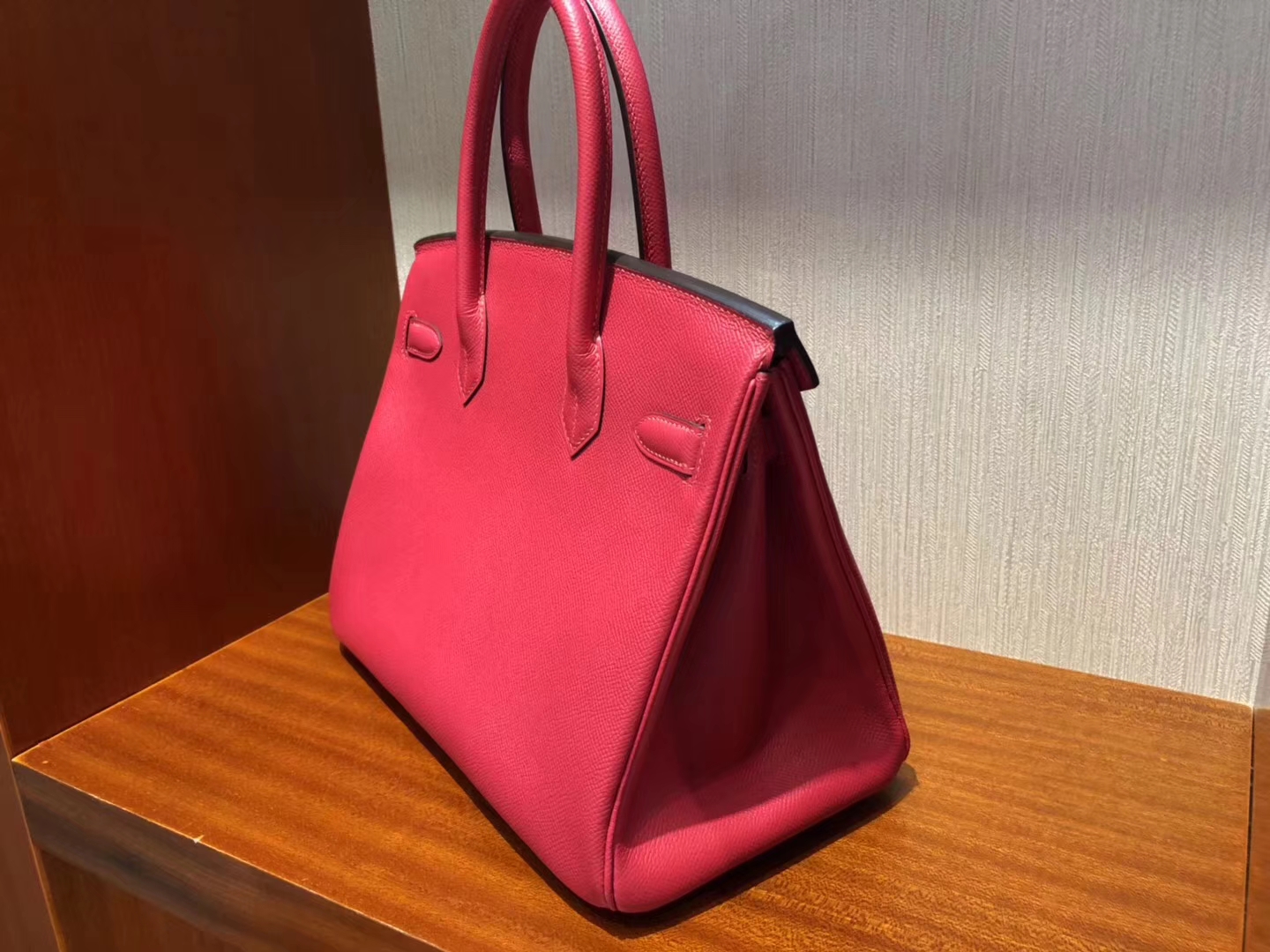 Pretty Hermes Epsom Calf Birkin Bag30CM in I6 Rose Extreme Gold Hardware