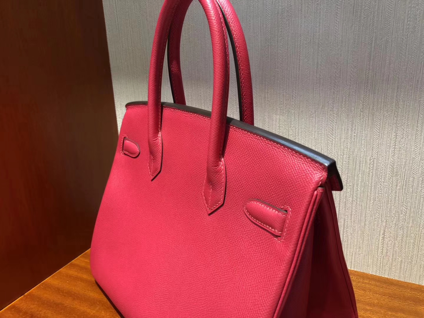 Pretty Hermes Epsom Calf Birkin Bag30CM in I6 Rose Extreme Gold Hardware