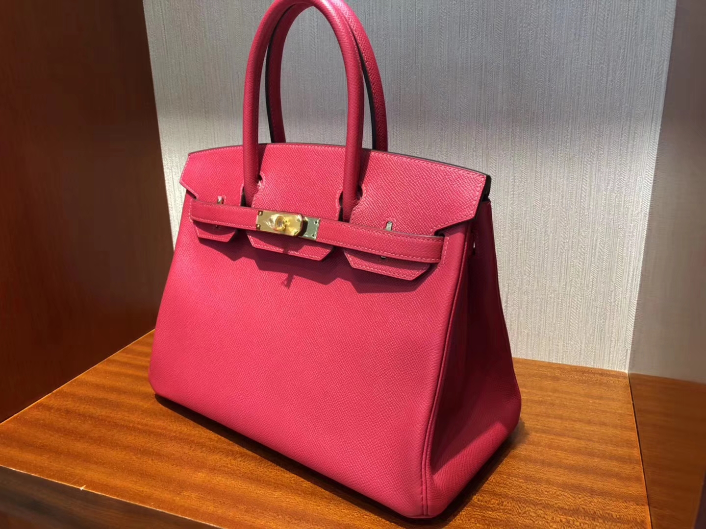Pretty Hermes Epsom Calf Birkin Bag30CM in I6 Rose Extreme Gold Hardware