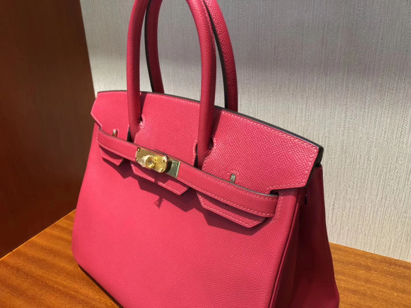 Pretty Hermes Epsom Calf Birkin Bag30CM in I6 Rose Extreme Gold Hardware