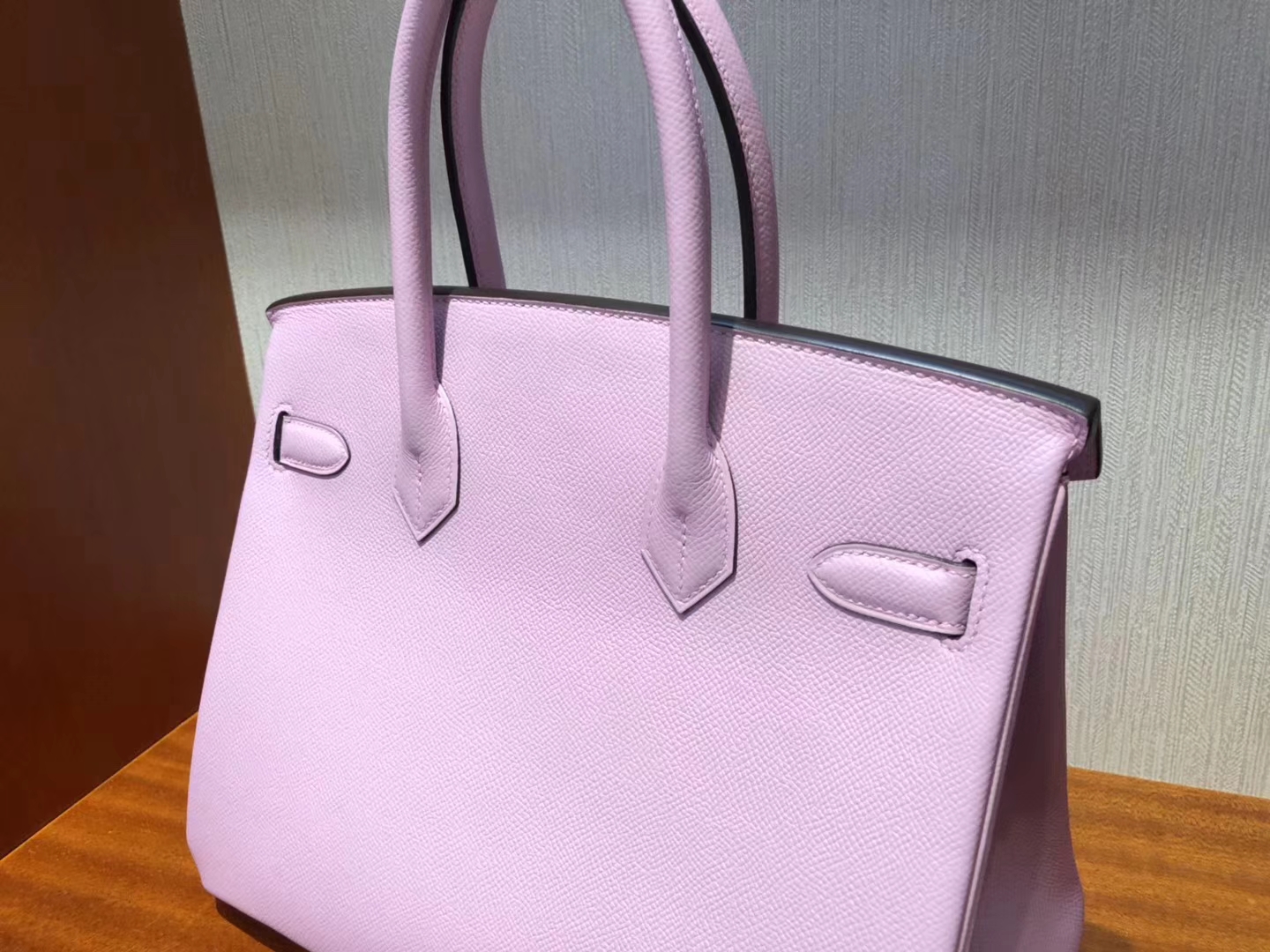 Fashion Hermes 4W Rose Wistaria Epsom Calf Birkin Bag30cm Silver Hardware