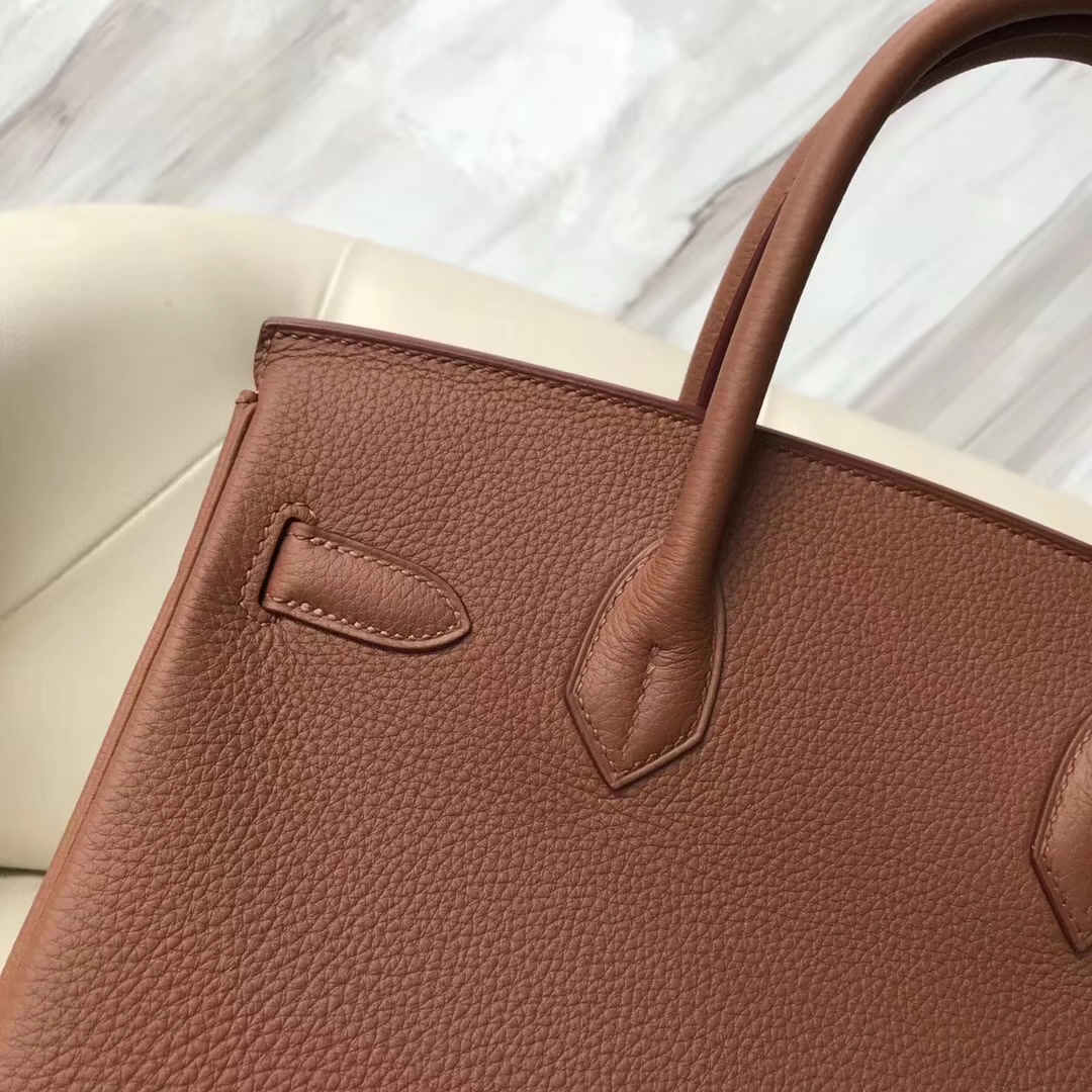 New Hermes CK37 Gold Togo Leather &#038; 9D Ambre Yellow Swift Leather Birkin30CM Bag