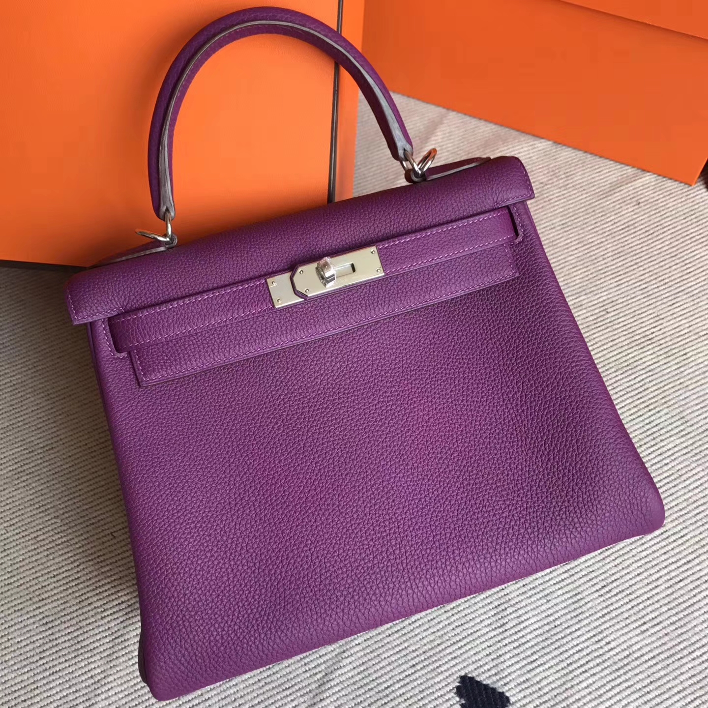 New Arrival Hermes P9 Amenone Purple Togo Leather Kelly28cm Handbag