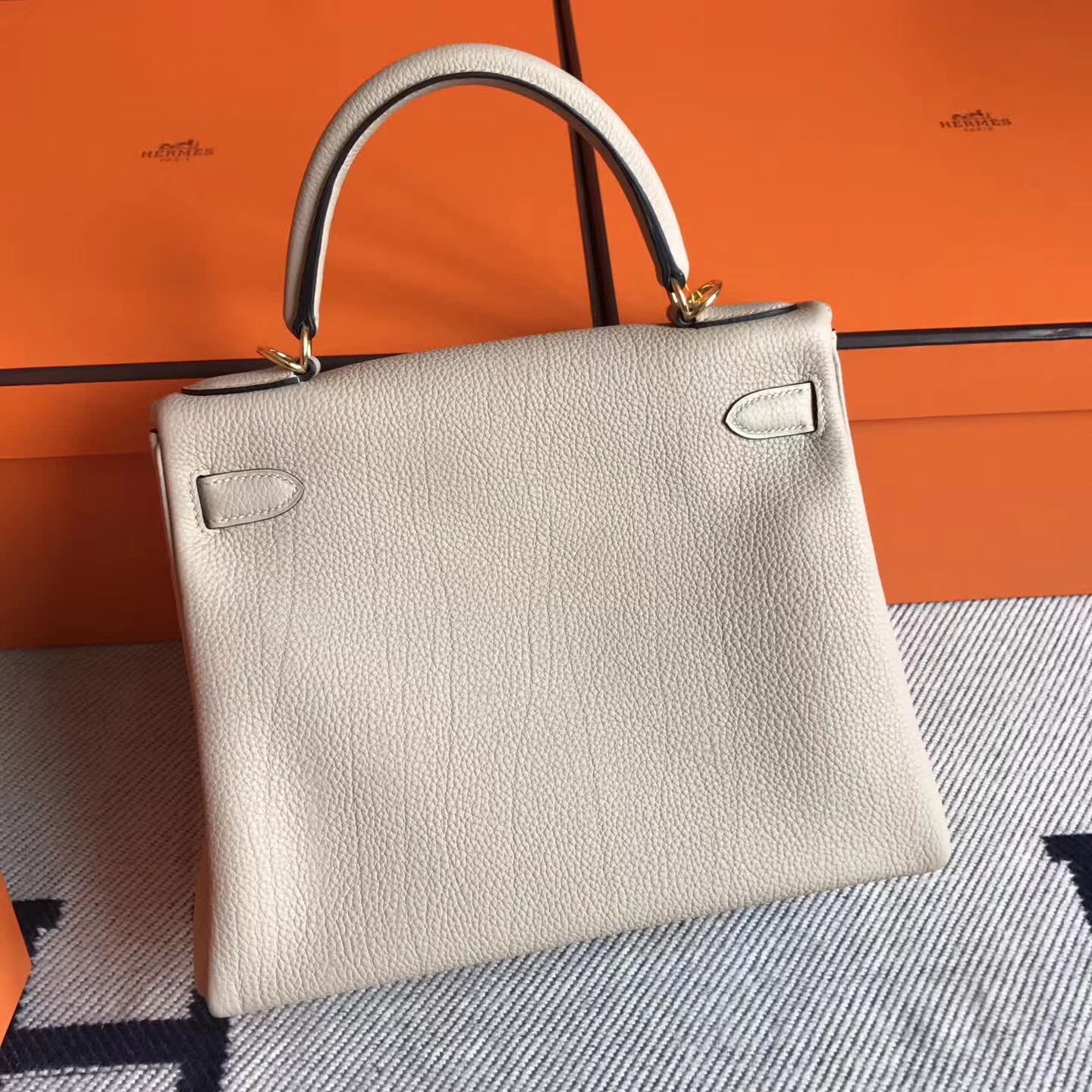 Elegant Hermes S2 Trench Grey Togo Leather Kelly28cm Bag Gold Hardware