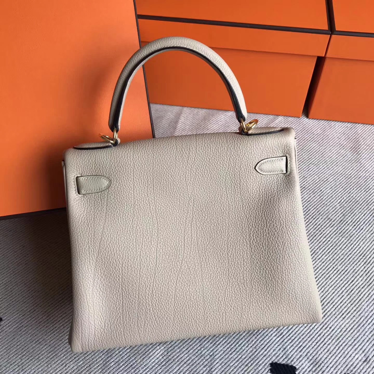 Elegant Hermes S2 Trench Grey Togo Leather Kelly28cm Bag Gold Hardware
