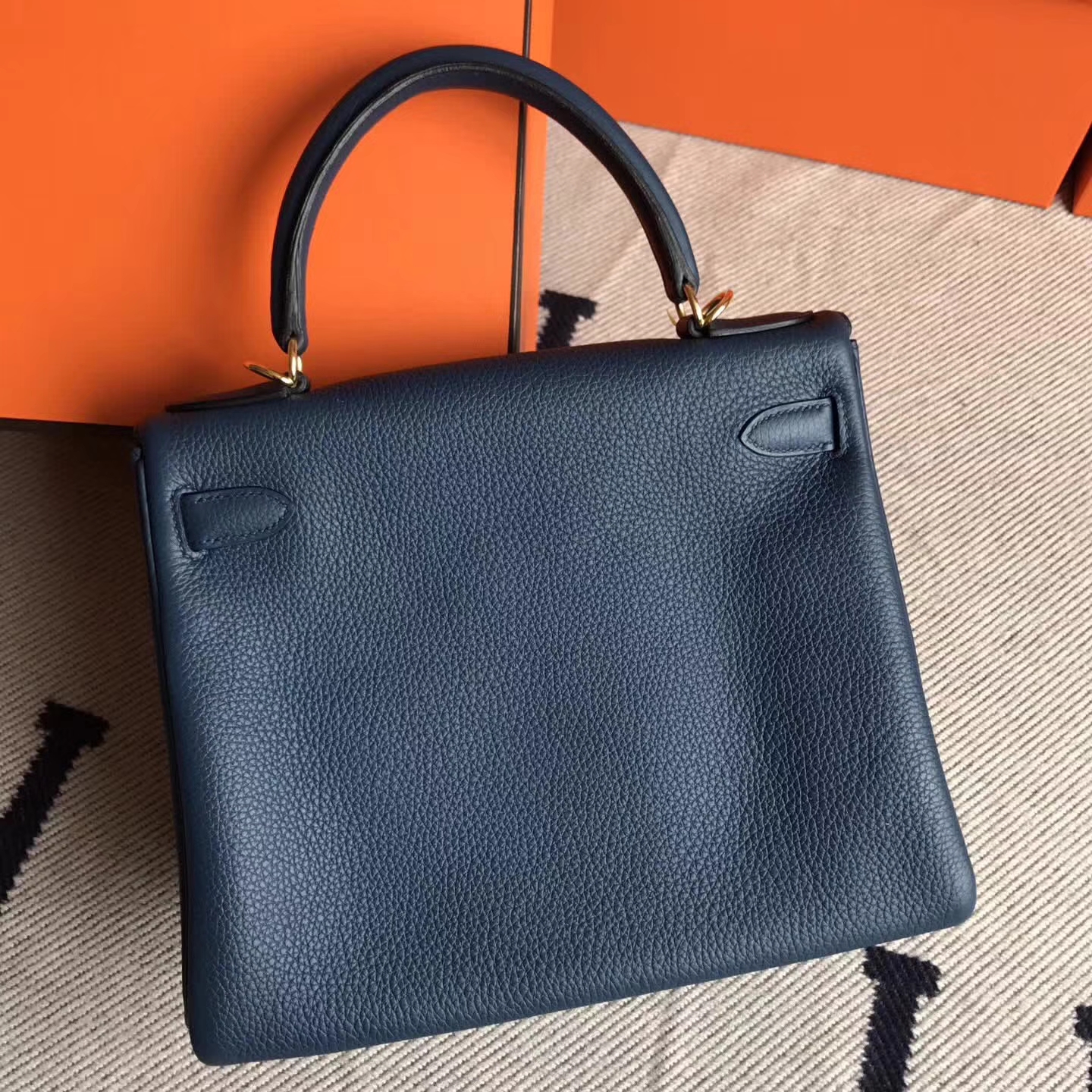 On Sale Hermes Duck Blue Togo Leather Retourne Kelly28cm Bag