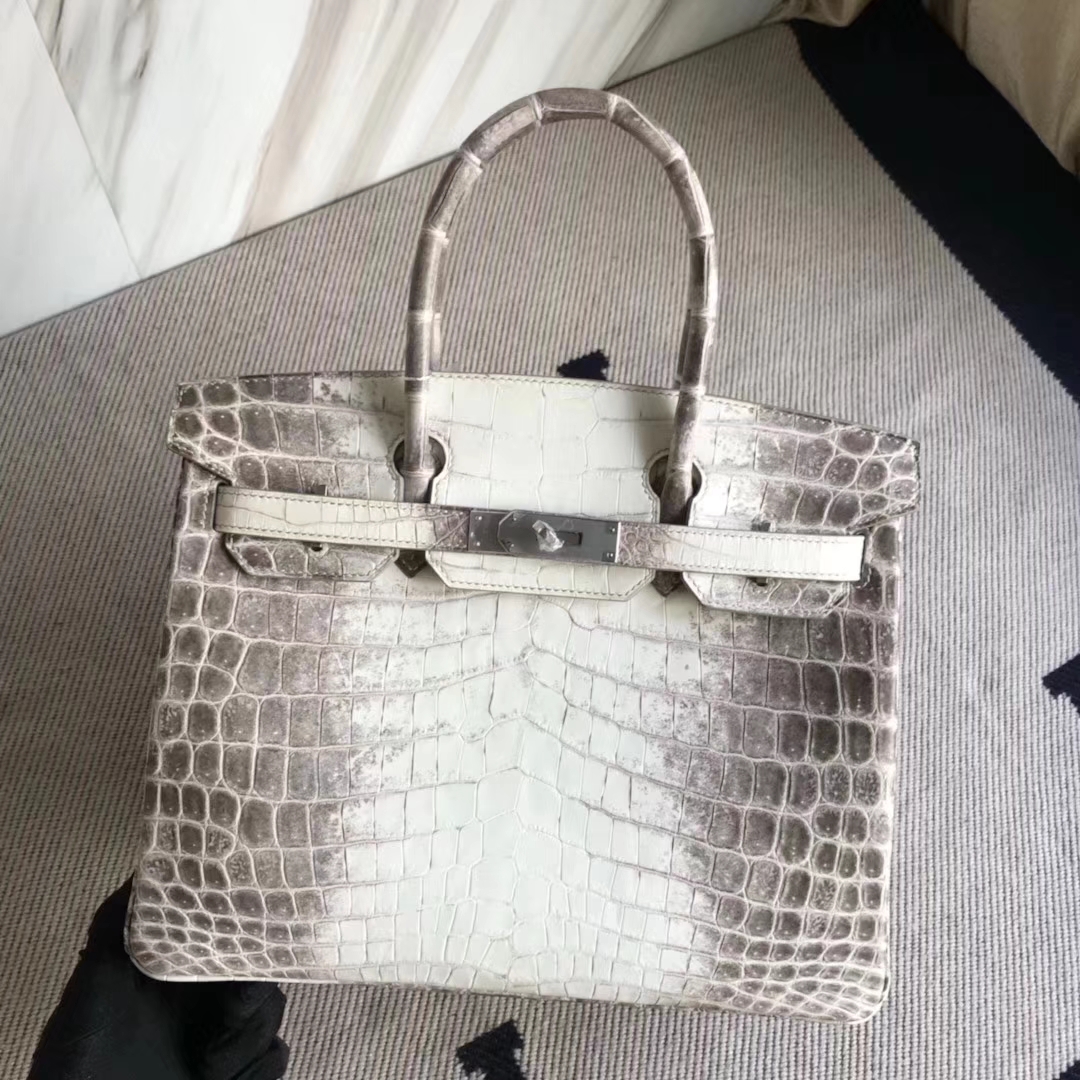 Elegant Hermes Himalaya Crocodile Leather Birkin Bag30CM Silver Hardware