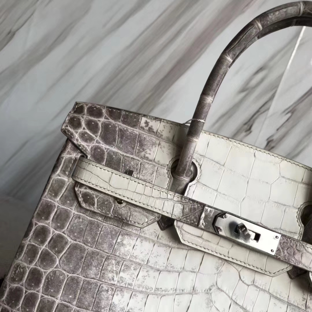 Elegant Hermes Himalaya Crocodile Leather Birkin Bag30CM Silver Hardware