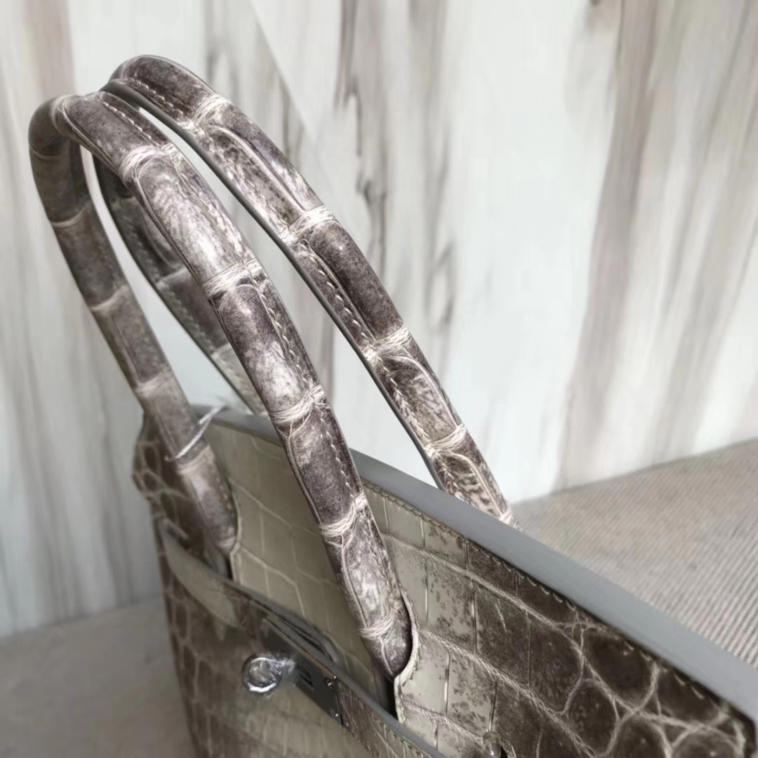 Elegant Hermes Himalaya Crocodile Leather Birkin Bag30CM Silver Hardware
