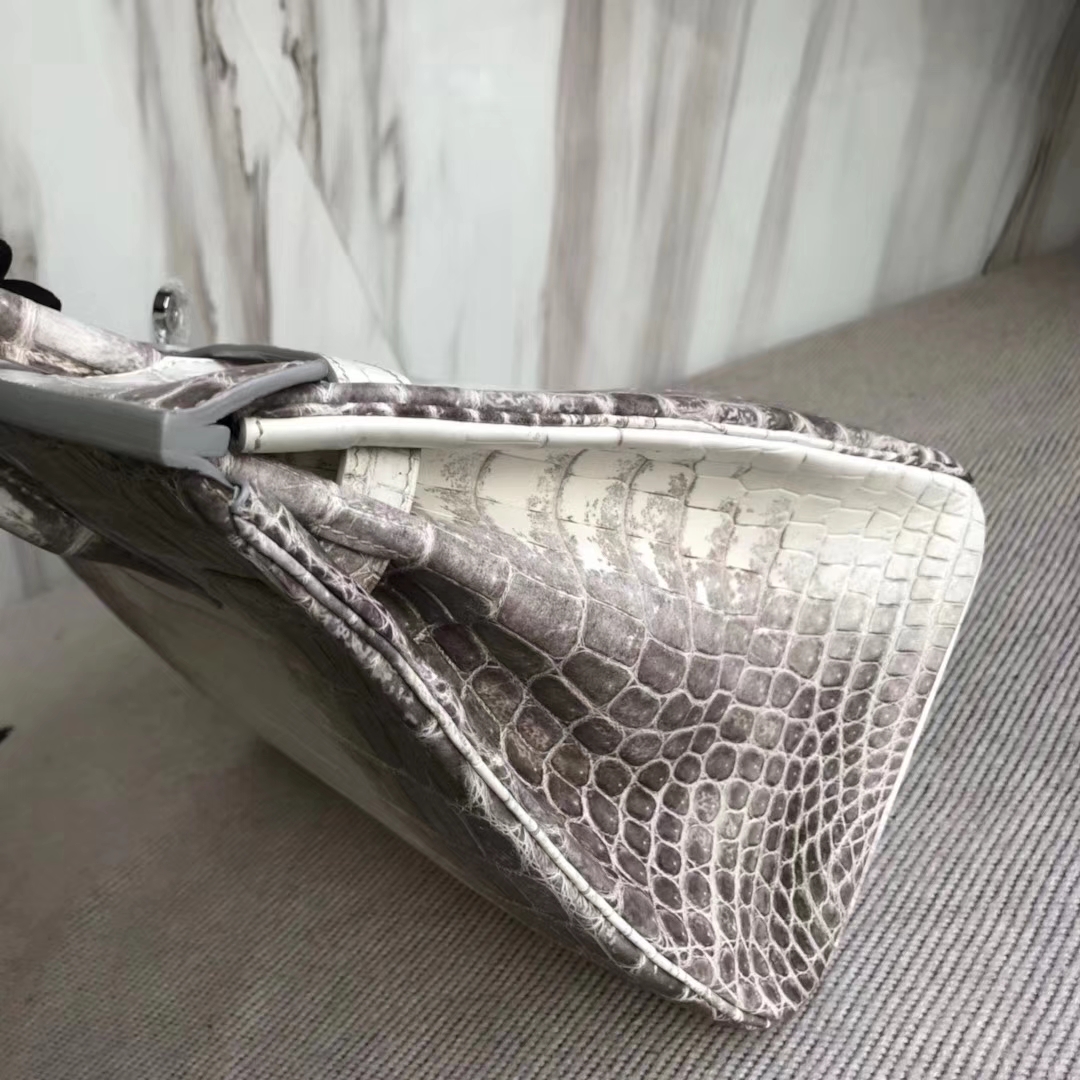Elegant Hermes Himalaya Crocodile Leather Birkin Bag30CM Silver Hardware