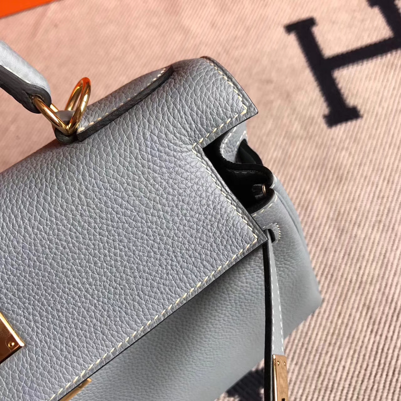 Discount Hermes J7 Blue Lin Togo Leather Retourne Kelly28cm Bag Gold Hardware