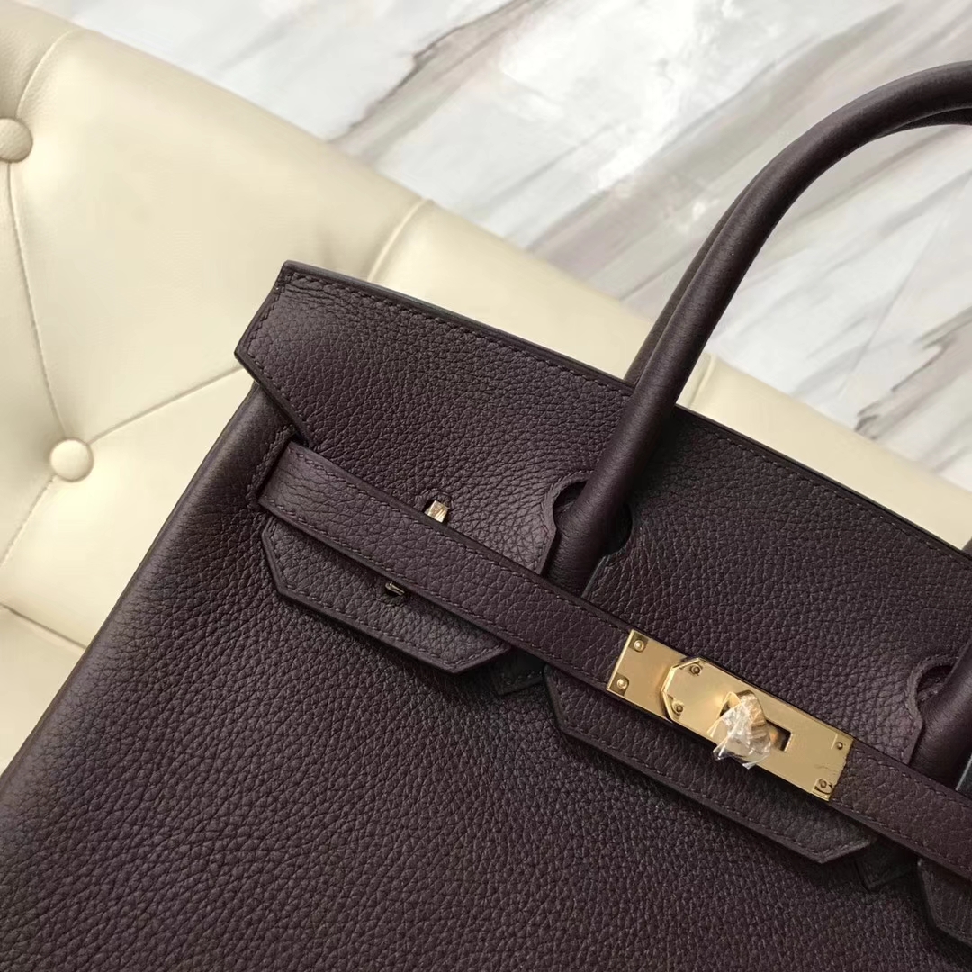 Fashion Hermes CK57 Bordeaux Red Togo Calf Birkin Bag30CM Gold Hardware